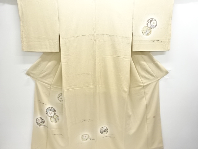 SALE!! JAPANESE KIMONO / HOMONGI / SILK / SHIBORI / GRASS & FLOWERS / SINGE CREST