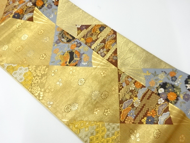 SALE!! JAPANESE KIMONO / VINTAGE FUKURO OBI / WOVEN FLORAL PLANTS