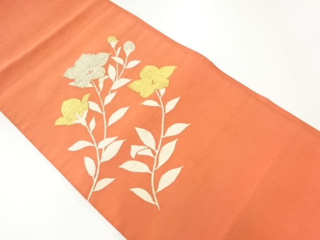 SALE!! JAPANESE KIMONO / ANTIQUE NAGOYA OBI / SILK / WOVEN FLORAL PLANTS