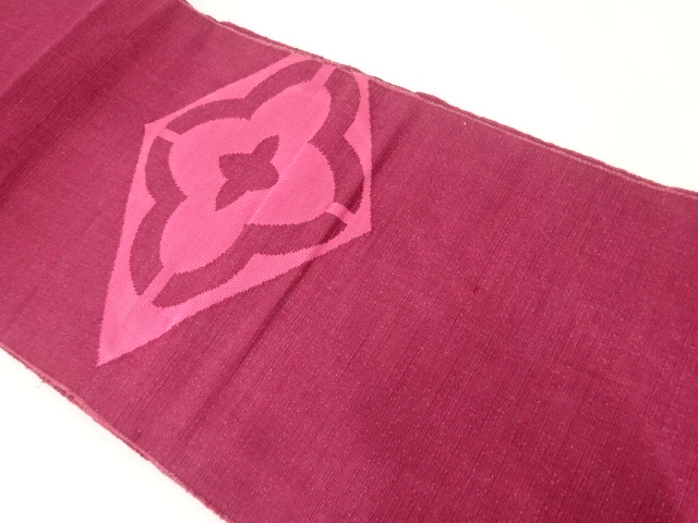 SALE!! JAPANESE KIMONO / ANITQUE NAGOYA OBI / SILK / HAND WOVEN TSUMUGI / RHOMBUS & FLOWERS