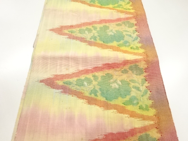 SALE!! JAPANESE KIMONO / ANTIQUE NAGOYA OBI / SILK / HAND WOVEN TSUMUGI / FLORAL PLANTS