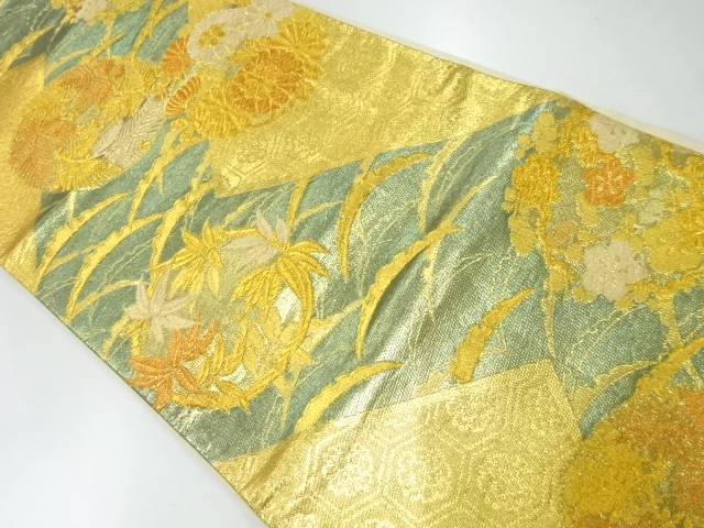 SALE!! JAPANESE FUKURO OBI / WOVEN FLOWER ROUNDEL