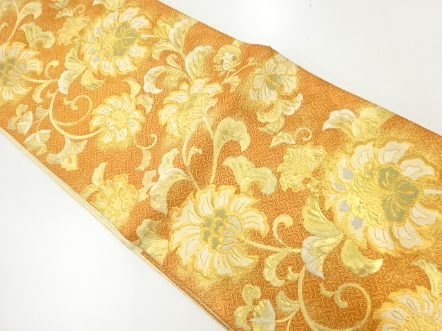 SALE!! JAPANESE FUKURO OBI / SAGANISHIKI / WOVEN FLOWER ARABESQUE