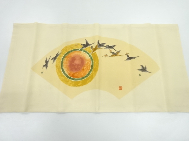 SALE!! JAPANESE KIMONO / PLACE MAT / SILK / JIGAMI & BIRDS / ARTIST WORK